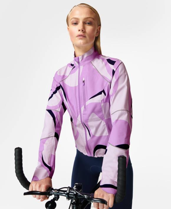 ropa impresión de mármol de agua púrpura T28T804 chaqueta ciclista impermeable mujer Sweaty Betty