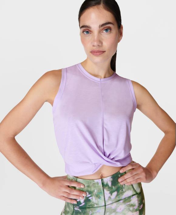 ropa lavanda violeta T28T889 girar el tanque delantero mujer Sweaty Betty