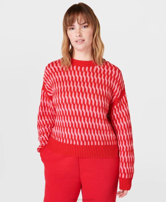 ropa Rosa rojo T28T356 suéter de ochos clásico mujer Sweaty Betty